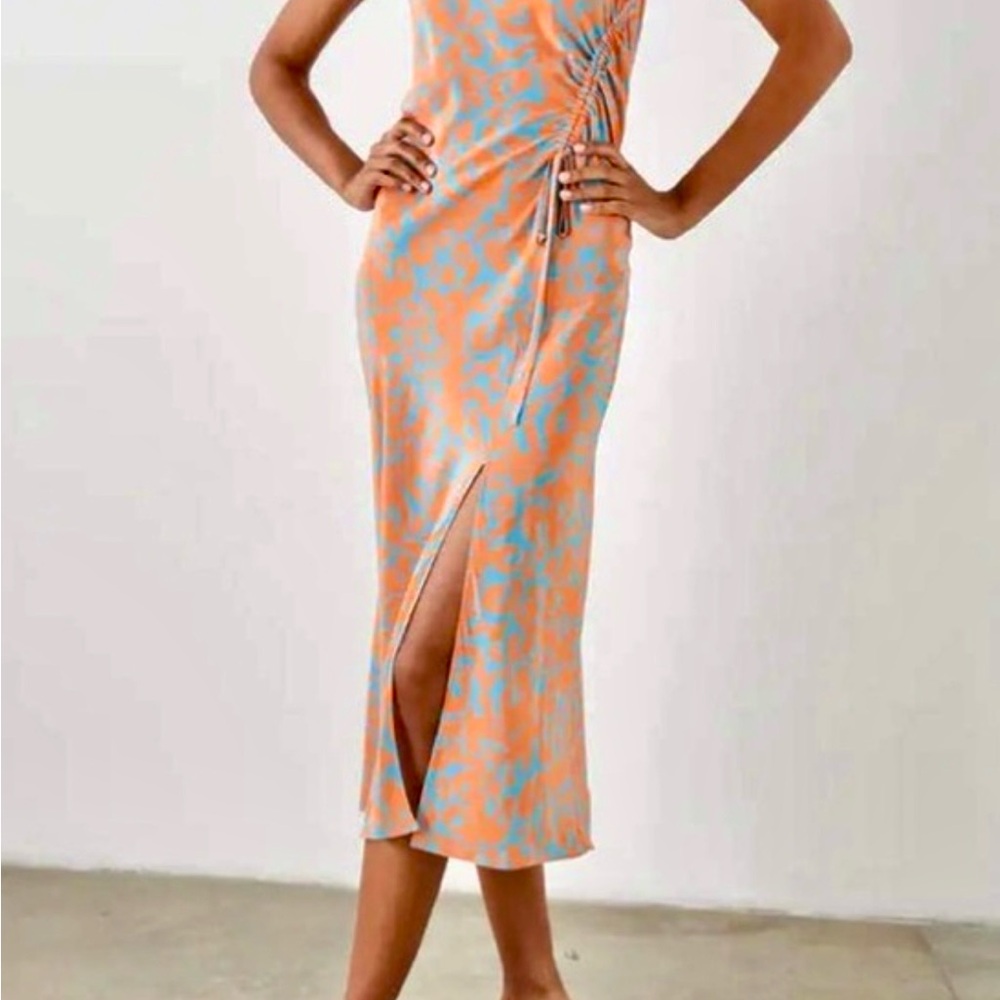Rails Orange & Light Blue Printed Midi Dress
